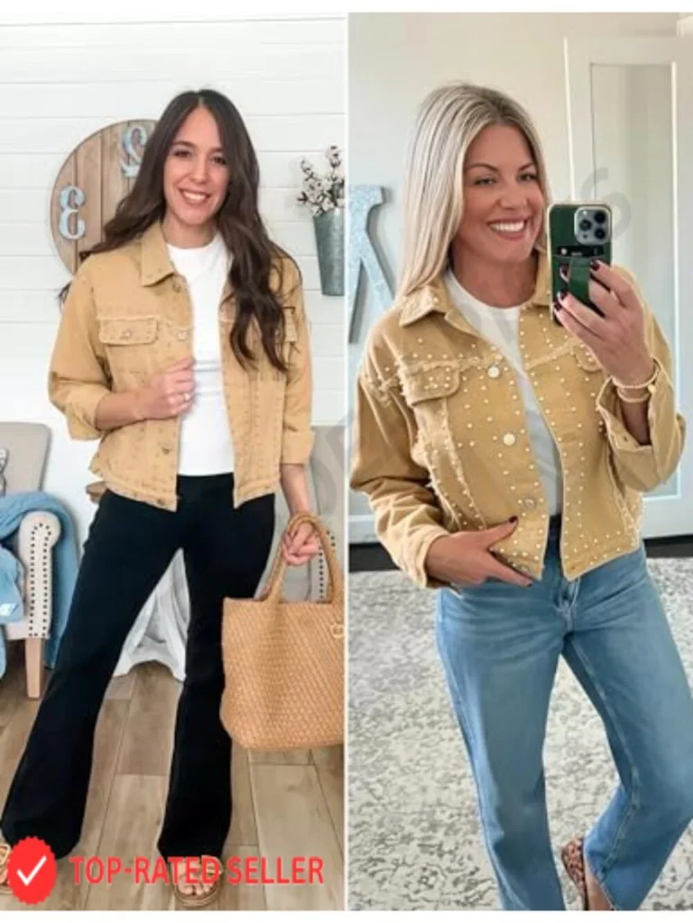 White Cropped Denim Jacket Women Western Distressed Washed Jean Coat Button